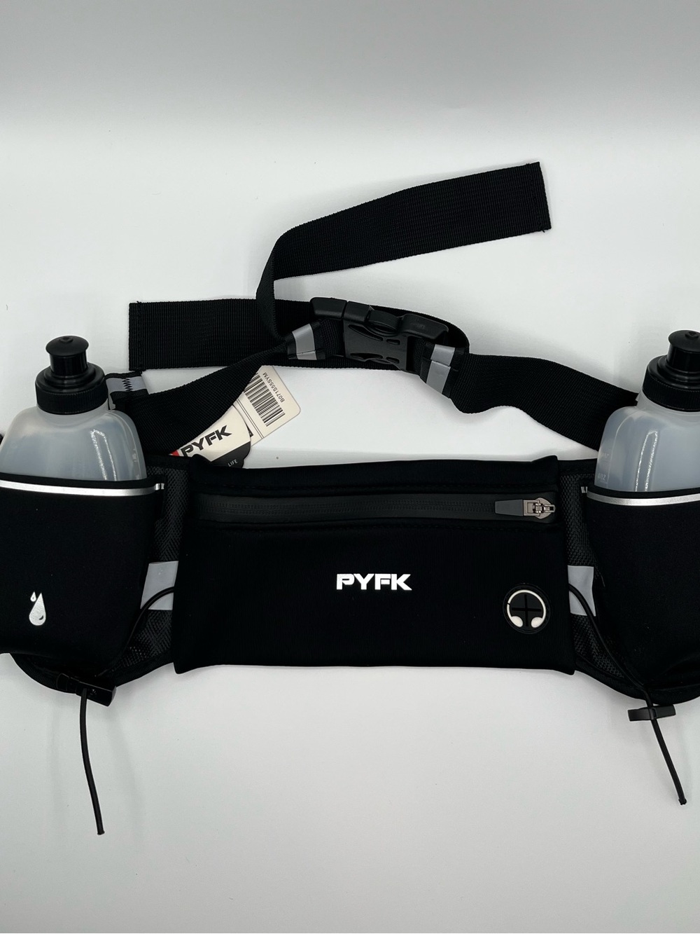 PYFK Black Running Waist Pack with Dual Bottles